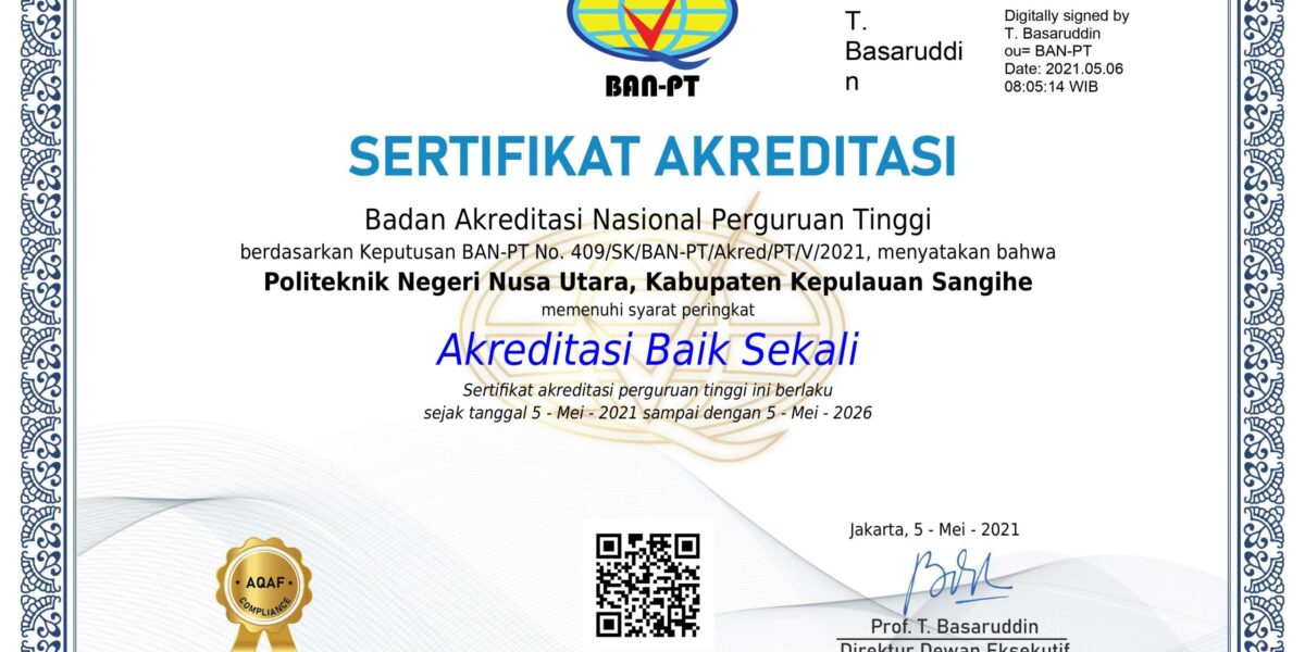 Akreditasi Politeknik Negeri Nusa Utara