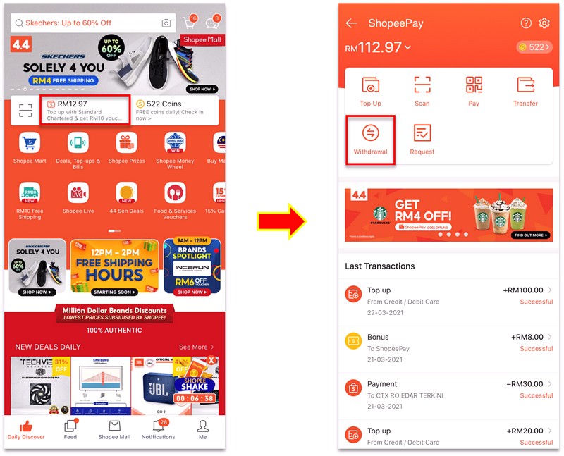 Cara Transfer Uang Gratis di Shopee ke Bank