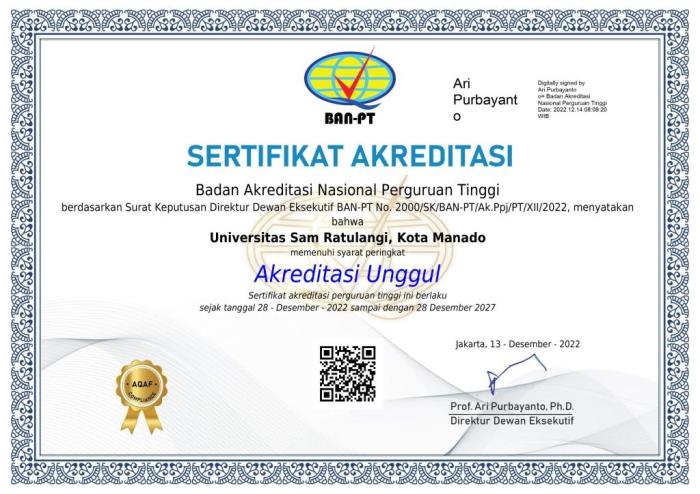 Akreditasi Universitas Sam Ratulangi