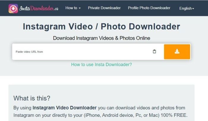 Cara Download Instagram dengan Instadownloader