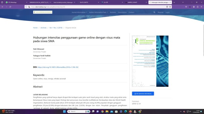 Hubungan Antara Intensitas Penggunaan Game Online dengan Kualitas Tidur Pelajar Kelas XI SMA Negeri 1 Binjai pada Masa Pandemi Covid-19