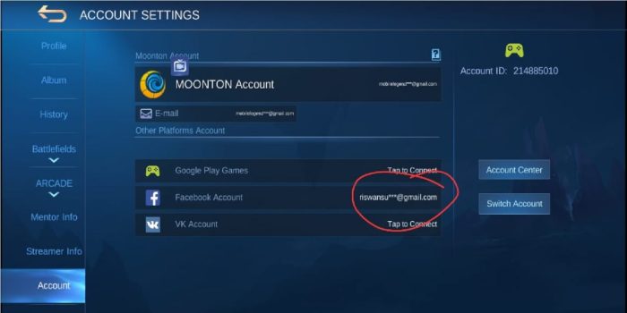 Mengatasi Tidak Bisa Ganti Akun Mobile Legends Lewat FB