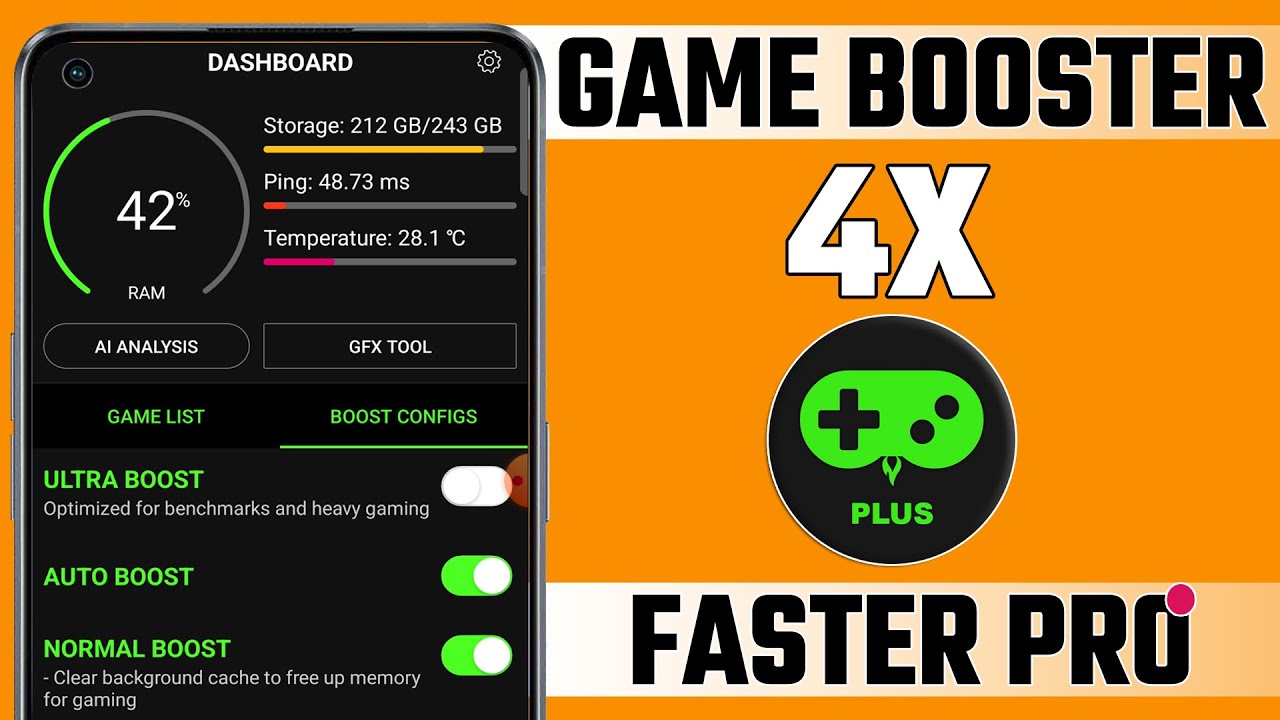 Jelaskan Game Booster For game 4x Faster pro