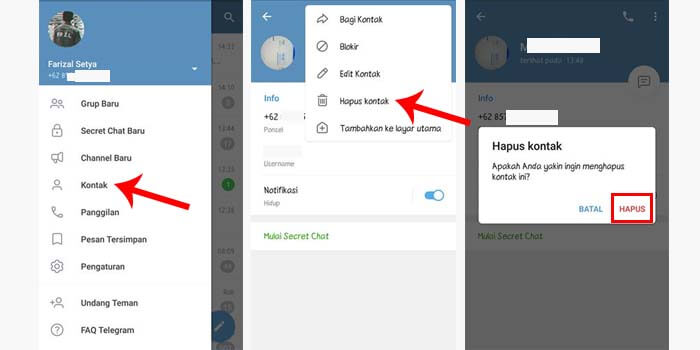 Cara Menghapus Kontak Telegram di Android